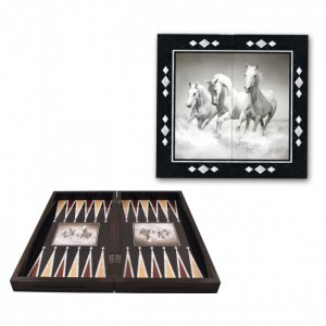 Figürlü Tavla Beyaz Atlar