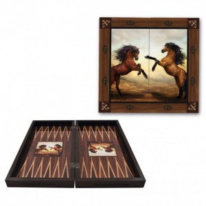 Figürlü Tavla Kahverengi Atlar