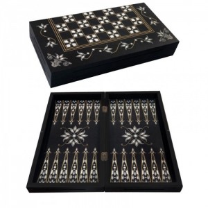 Antik Sedef Lale Tavla Takımı