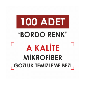 Bordo Renk 100 Adet Mikrofiber Gözlük Temizleme Bezi