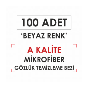 Beyaz Renk 100 Adet Mikrofiber Gözlük Temizleme Bezi